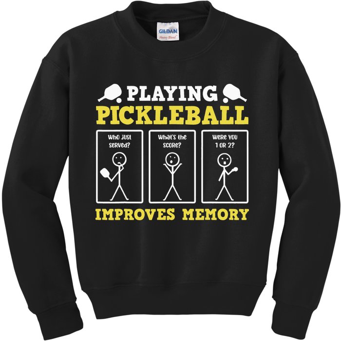 Playing Pickleball Improves Memory Dink Funny Pickleball Kids Sweatshirt