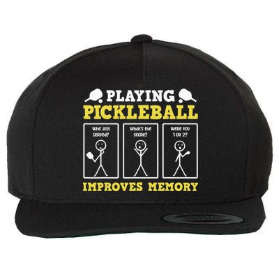 Playing Pickleball Improves Memory Dink Funny Pickleball Wool Snapback Cap