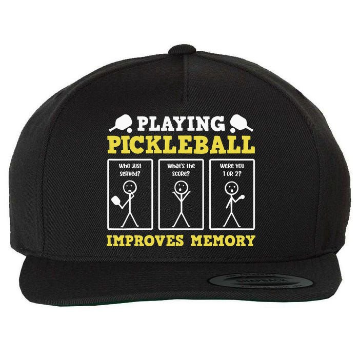 Playing Pickleball Improves Memory Dink Funny Pickleball Wool Snapback Cap
