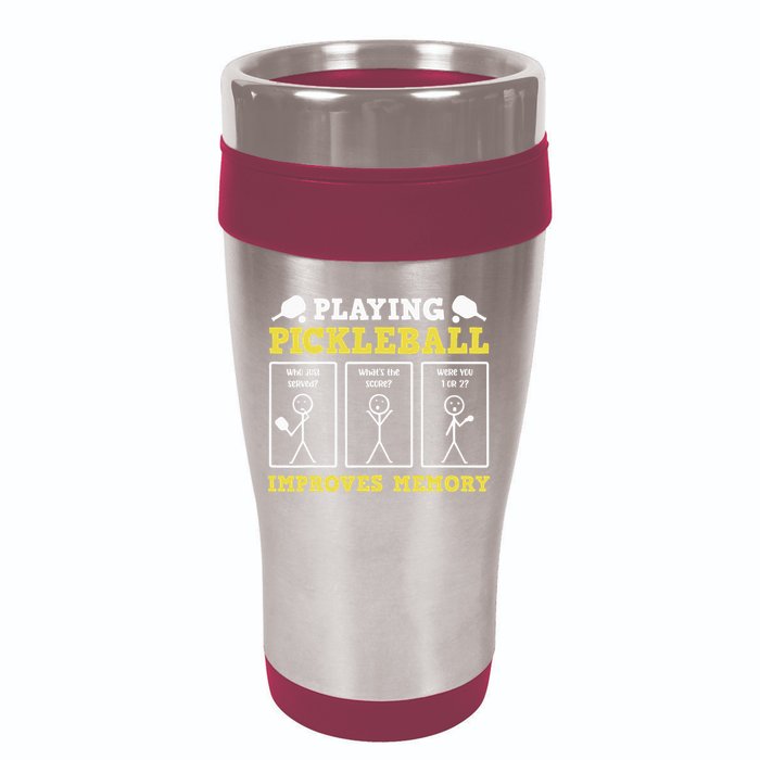 Playing Pickleball Improves Memory Dink Funny Pickleball 16oz Travel Tumbler