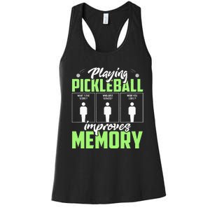 Playing Pickleball Improves Memory Funny Pickleball Dinking Women's Racerback Tank