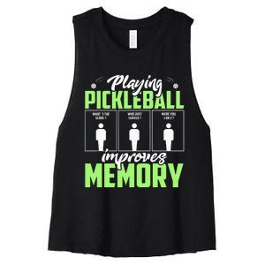 Playing Pickleball Improves Memory Funny Pickleball Dinking Women's Racerback Cropped Tank