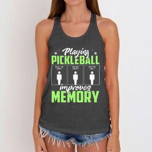 Playing Pickleball Improves Memory Funny Pickleball Dinking Women's Knotted Racerback Tank