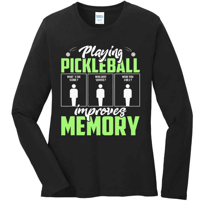 Playing Pickleball Improves Memory Funny Pickleball Dinking Ladies Long Sleeve Shirt