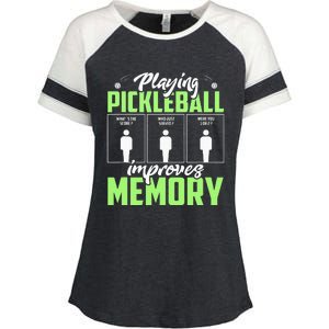 Playing Pickleball Improves Memory Funny Pickleball Dinking Enza Ladies Jersey Colorblock Tee