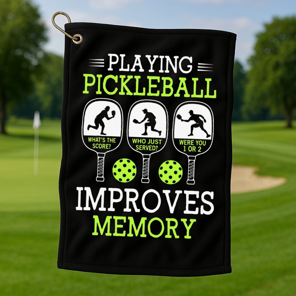 Playing Pickleball Improves Memory Pickleball Funny Golf Towel