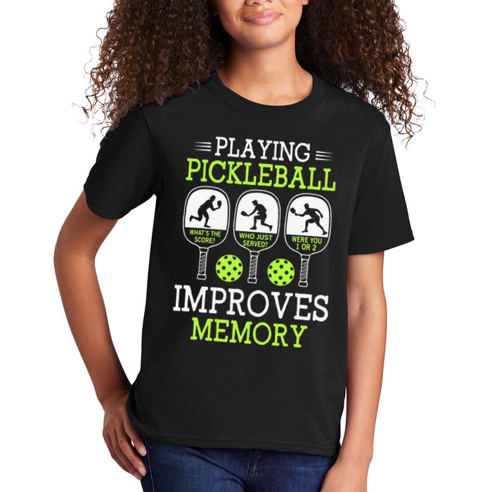 Playing Pickleball Improves Memory Pickleball Funny Kids T-Shirt