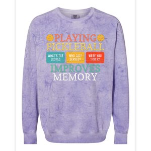 Playing Pickleball Improves Memory retro Pickleball Dinking Colorblast Crewneck Sweatshirt