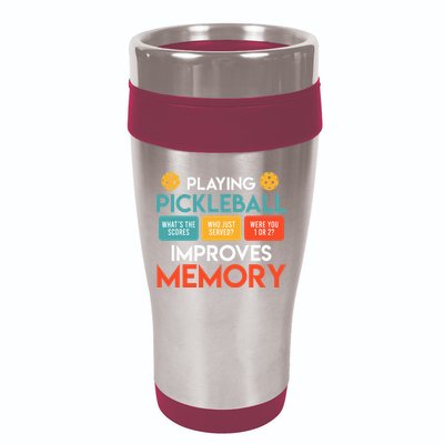 Playing Pickleball Improves Memory Pickleball 16oz Travel Tumbler