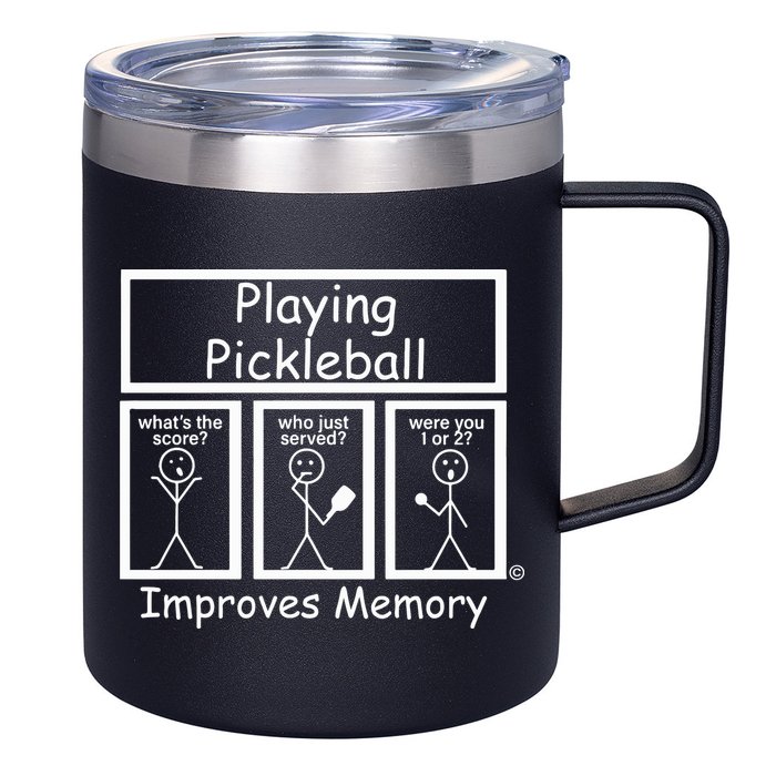 Playing Pickleball Improves Memory Funny Pickleball 12oz Stainless Steel Coffee Mug