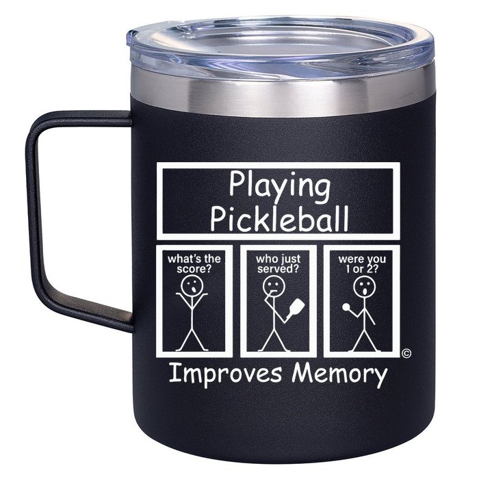 Playing Pickleball Improves Memory Funny Pickleball 12oz Stainless Steel Coffee Mug