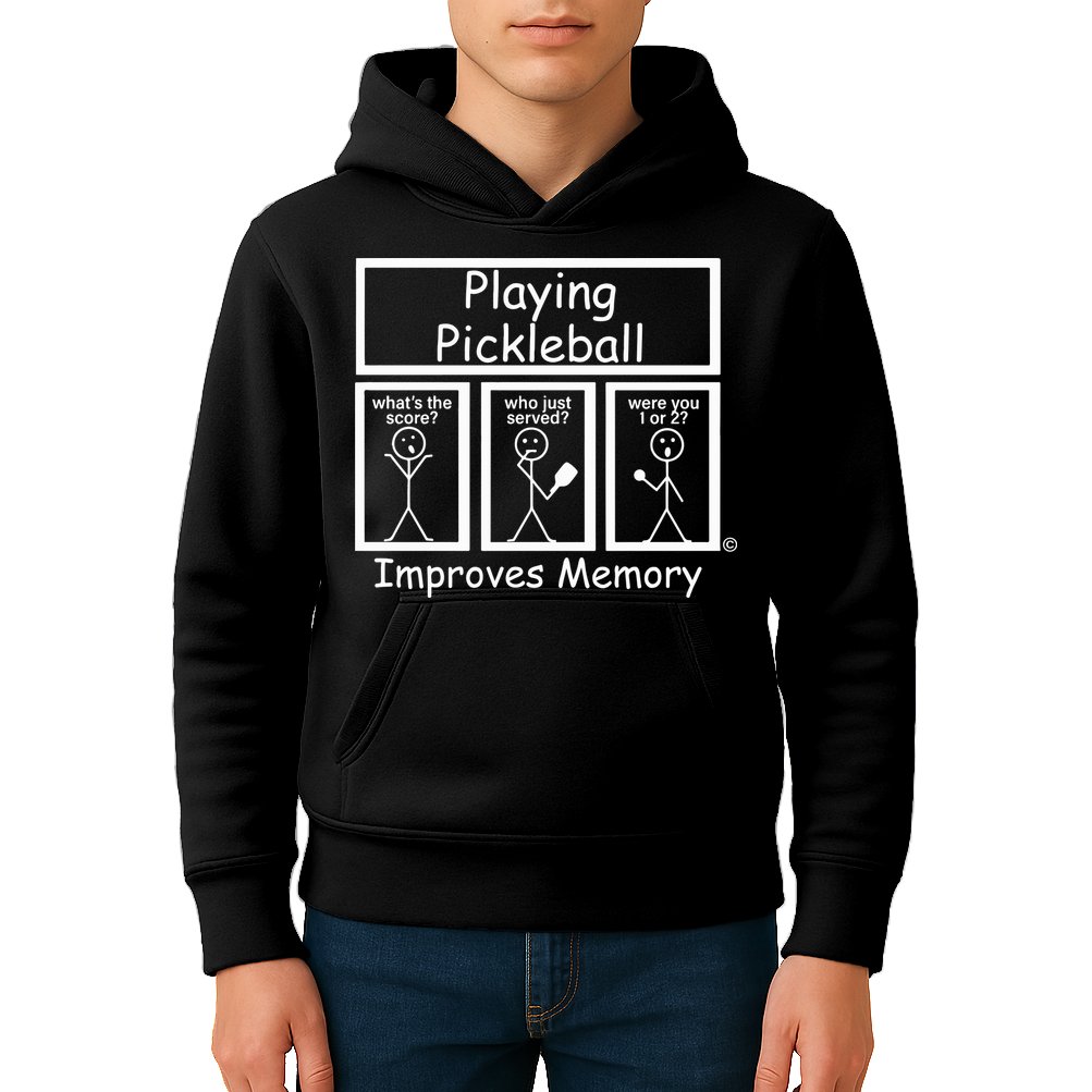 Playing Pickleball Improves Memory Funny Pickleball Kids Hoodie
