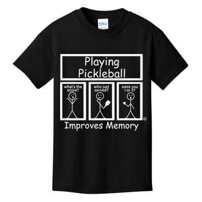 Playing Pickleball Improves Memory Funny Pickleball Kids T-Shirt