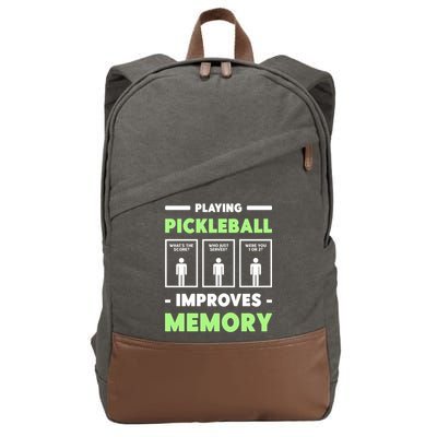 Playing Pickleball Improves Memory Dink Player Cute Gift Cotton Canvas Backpack