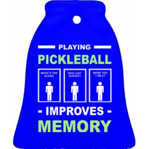 Playing Pickleball Improves Memory Dink Player Ceramic Bell Ornament