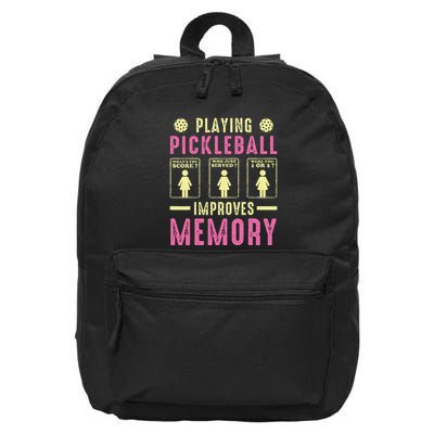Playing Pickleball Improves Memory Funny Pickleball Design 16 in Basic Backpack