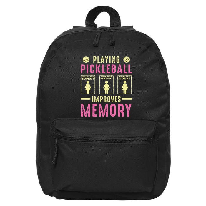 Playing Pickleball Improves Memory Funny Pickleball Design 16 in Basic Backpack