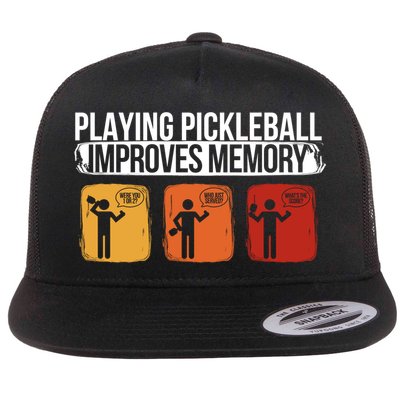 Playing Pickleball Improves Memory Pickleball Player Cute Gift Flatbill Hat