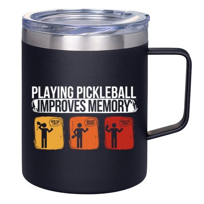 Playing Pickleball Improves Memory Pickleball Player Cute Gift 12oz Stainless Steel Coffee Mug