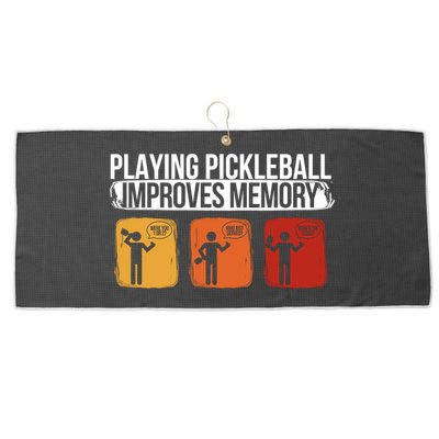 Playing Pickleball Improves Memory Pickleball Player Cute Gift Large Microfiber Waffle Golf Towel