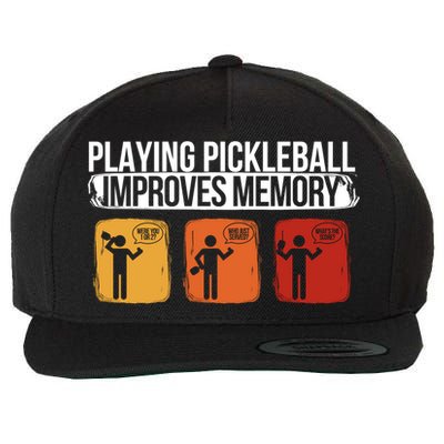 Playing Pickleball Improves Memory Pickleball Player Cute Gift Wool Snapback Cap