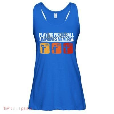 Playing Pickleball Improves Memory Pickleball Player Cute Gift Ladies Essential Flowy Tank