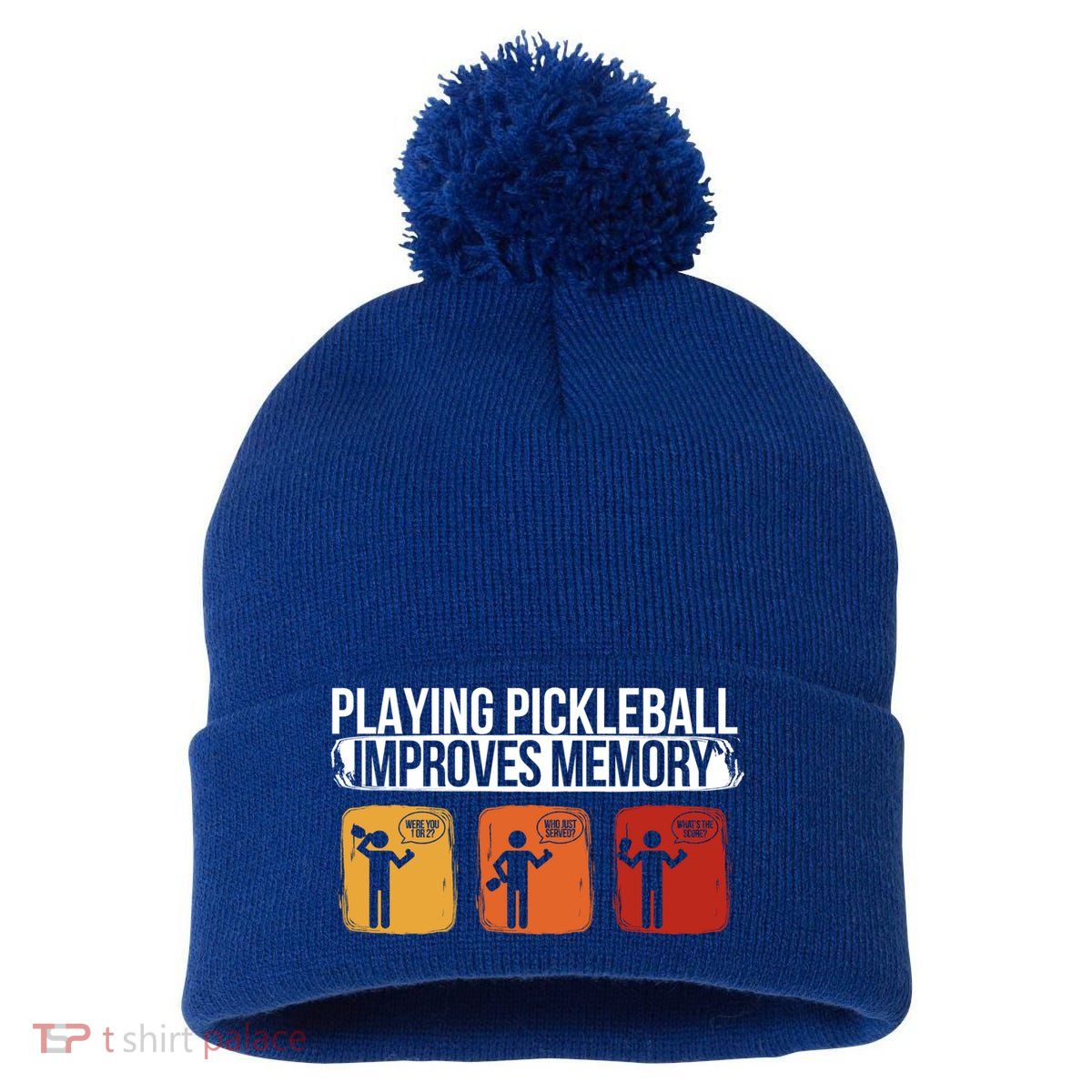 Playing Pickleball Improves Memory Pickleball Player Cute Gift Pom Pom 12in Knit Beanie