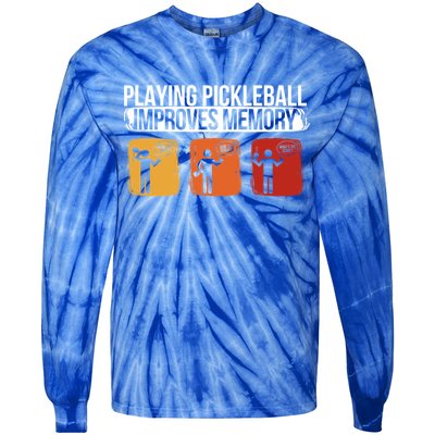Playing Pickleball Improves Memory Pickleball Player Cute Gift Tie-Dye Long Sleeve Shirt