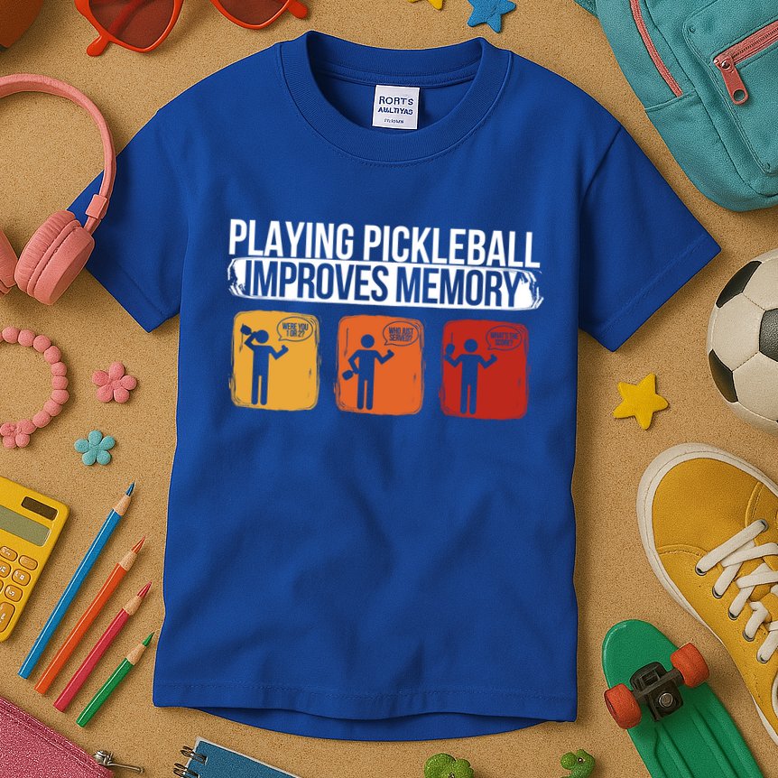Playing Pickleball Improves Memory Pickleball Player Cute Gift Kids T-Shirt