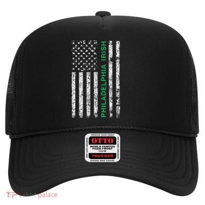 Philadelphia Pennsylvania Irish American Ireland US Flag High Crown Mesh Back Trucker Hat