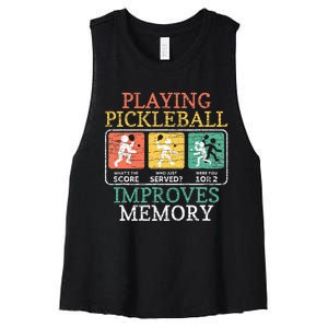 Playing Pickleball Improves Memory Pickleball Women's Racerback Cropped Tank