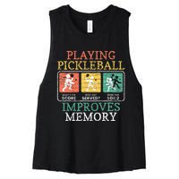 Playing Pickleball Improves Memory Pickleball Women's Racerback Cropped Tank