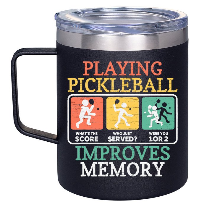 Playing Pickleball Improves Memory Pickleball 12oz Stainless Steel Coffee Mug