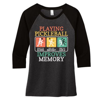 Playing Pickleball Improves Memory Pickleball Women's Tri-Blend 3/4-Sleeve Raglan Shirt