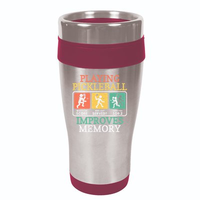 Playing Pickleball Improves Memory Pickleball 16oz Travel Tumbler