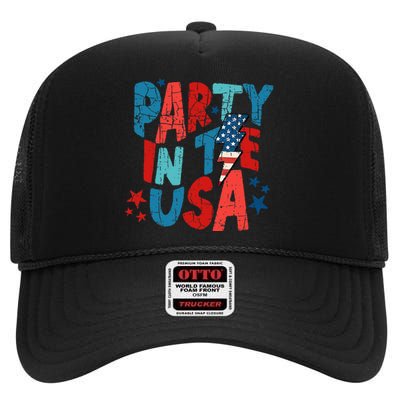 Pink Party In The Usa 4th Of July High Crown Mesh Back Trucker Hat