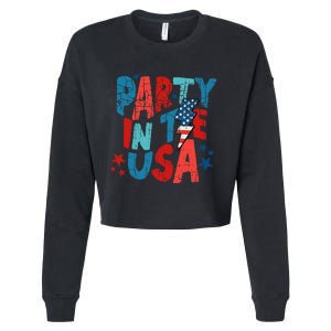 Pink Party In The Usa 4th Of July Cropped Pullover Crew