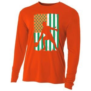 Ping Pong Irish American Flag St Patrick's Day Table Tennis Funny Gift Cooling Performance Long Sleeve Crew