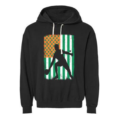 Ping Pong Irish American Flag St Patrick's Day Table Tennis Funny Gift Garment-Dyed Fleece Hoodie