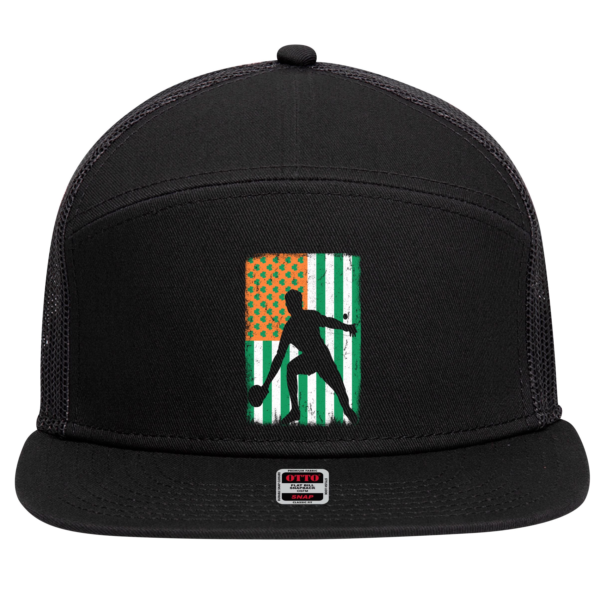 Ping Pong Irish American Flag St Patrick's Day Table Tennis Funny Gift 7 Panel Mesh Trucker Snapback Hat