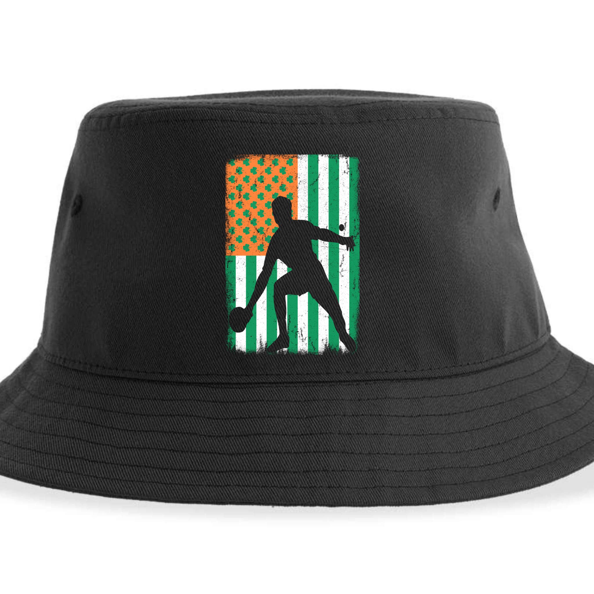Ping Pong Irish American Flag St Patrick's Day Table Tennis Funny Gift Sustainable Bucket Hat
