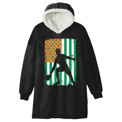 Ping Pong Irish American Flag St Patrick's Day Table Tennis Funny Gift Hooded Wearable Blanket