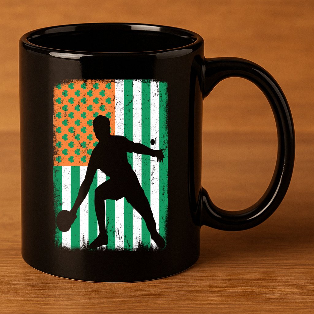 Ping Pong Irish American Flag St Patrick's Day Table Tennis Funny Gift 11oz C Handle Ceramic Mug