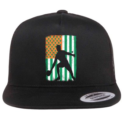 Ping Pong Irish American Flag St Patrick's Day Table Tennis Funny Gift Flat Bill Trucker Hat
