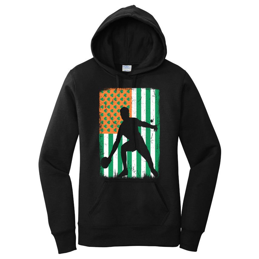 Ping Pong Irish American Flag St Patrick's Day Table Tennis Funny Gift Women's Pullover Hoodie