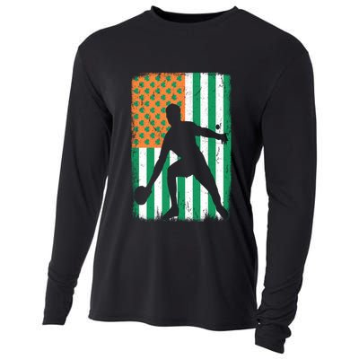 Ping Pong Irish American Flag St Patrick's Day Table Tennis Funny Gift Cooling Performance Long Sleeve Crew