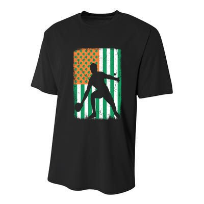 Ping Pong Irish American Flag St Patrick's Day Table Tennis Funny Gift Youth Performance Sprint T-Shirt