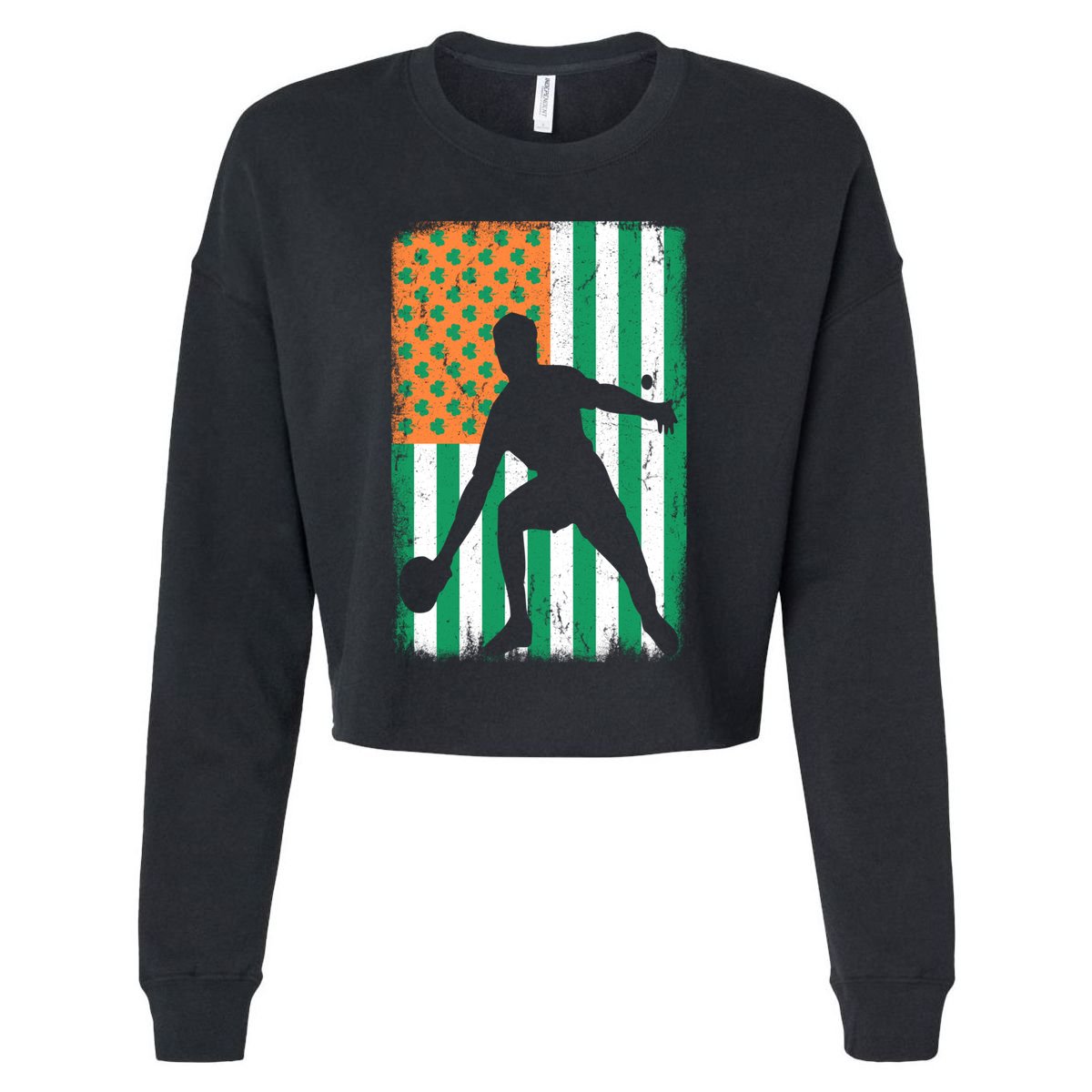 Ping Pong Irish American Flag St Patrick's Day Table Tennis Funny Gift Cropped Pullover Crew