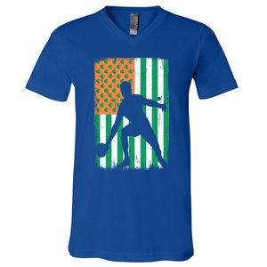 Ping Pong Irish American Flag St Patrick's Day Table Tennis Funny Gift V-Neck T-Shirt