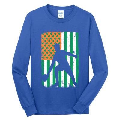 Ping Pong Irish American Flag St Patrick's Day Table Tennis Funny Gift Tall Long Sleeve T-Shirt